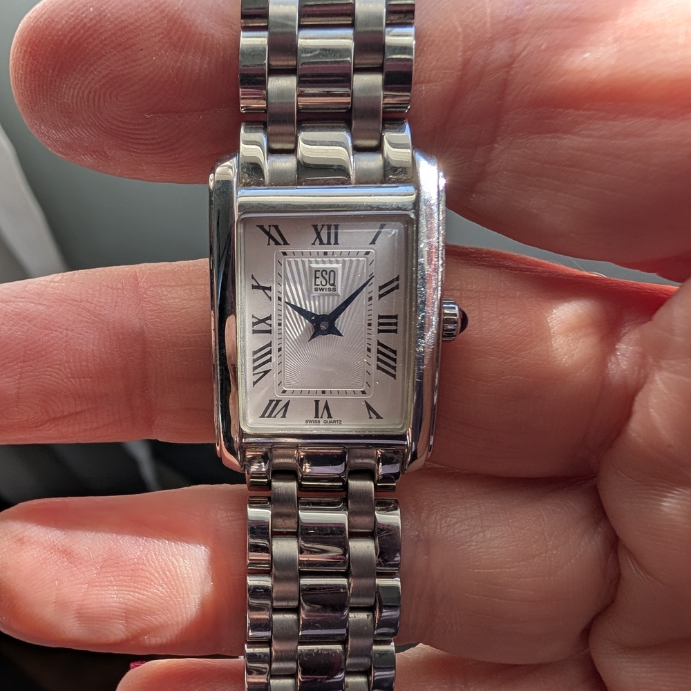 Esq Movado Swiss Silver Rectangular Watch - image 3